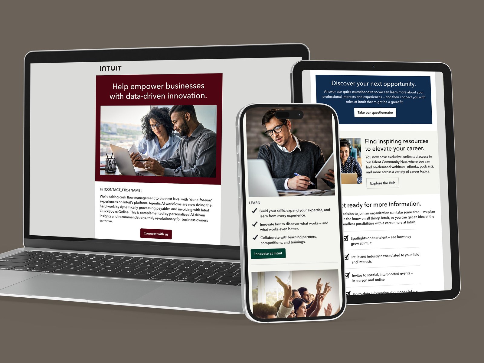 Email series shown across laptop, mobile, and tablet devices